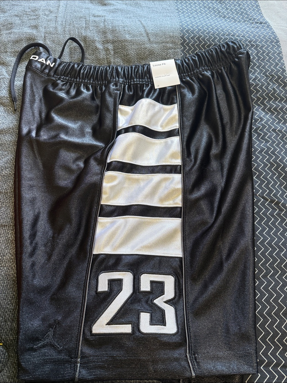 Jordan Men’s Black and White Athletic Shorts with 23 Graphic